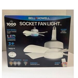 Bell+Howell 1000 Lumens Socket Fan Light LED RGB Multicolor Remote 2478ENCE